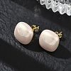 Brass & ABS Plastic Imitation Pearl Stud Earrings for Women PL-CBA760A-03B-G01-1