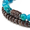Natural Chalcedony & Synthetic Non-magnetic Hematite Beads Energy Stretch Bracelets Set BJEW-JB07142-03-6