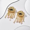 Alloy Rhinestone & Plastic Imitation Pearl Tassel Stud Earrings EJEW-A122-01G-5