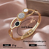 304 Stainless Steel Black Enamel Hinged Cuff Bangles with Crystal Rhinestone and Natural White Shell for Women LW0071-3-1