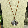 Tree of Life Alloy Pendant Imitation Leather Cord Adjustable Necklaces FS-WG37634-01-3