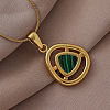 316 Surgical Stainless Steel with Dyed Synthetic Shell Triangle Pendant Necklaces for Women ZG7570-1