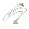 Brass Micro Pave Clear Cubic Zirconia Cable Chain Heart Pendant Necklaces for Women NJEW-C054-01P-3