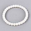 Natural Hetian Jade Barrel Beaded Stretch Bracelets BJEW-Q100-01-1