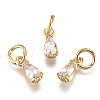 Brass Micro Pave Cubic Zirconia Charms X-ZIRC-F111-04G-09-1