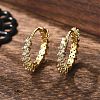 Brass Micro Pave Clear Cubic Zirconia Huggie Hoop Earrings LS-EJEW-L231-44G-5