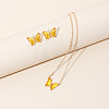 Butterfly Acrylic Rhinestone with Iron Pendant Necklaces & Stud Earrings Sets for Women WGFFCAF-01-2