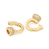 Brass Micro Pave Clear Cubic Zirconia Fold Oval Clasps KK-P302-10G-2