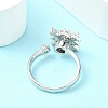 Flower Rotatable Open Cuff Rings for Women RJEW-G333-01A-2