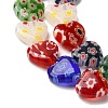 Handmade Millefiori Glass Heart Bead Strands LK-U001-03-3