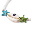 Synthetic Turquoise Starfish & Natural Shell Braided Bead Bracelets BJEW-TA00395-3