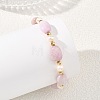 Natural Kunzite & Cultured Freshwater Pearl & Brass Beaded Strtetch Bracelets for Women BJEW-JB14124-02-4