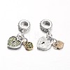 Heart Alloy Rhinestone European Dangle Charms MPDL-L014-05-2