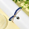 Natural Paua Shell Charm Dyed Natural Malaysia Jade Faceted Rondelle Bracelets with 304 Stainless Steel Chains for Women BJEW-JB14297-01-2