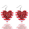 PU Leather Heart with Stripe Dangle Earrings FS-WG76E0F-01-1