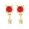 Brass Micro Pave Cubic Zirconia Dangle Stud Earrings EJEW-F405-24G-05-2