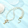 Brass Enamel Fish and Natural Pearl Rice Pendant Natural White Moonstone Nuggets Beaded Necklaces for Women NJEW-JN06357-01-1