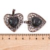 Natural Lava Rock Peach Love Heart Pendants G-G158-01-06-3