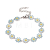 Enamel Daisy Link Chains Bracelet BJEW-P271-01P-03-1
