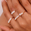 Nuggets Stainless Steel & Natural Freshwater Pearl Beads Finger Rings WG1BE4A-06-4