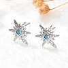 Star Brass Micro Pave Cubic Zirconia Ear Studs EJEW-D304-36P-5