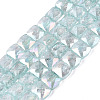 Electroplate Transparent Crackle Glass Beads Strands EGLA-Q135-02A-B02-1