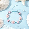 Starfish & Turtle Synthetic Turquoise Beads Braided Bead Bracelets for Women BJEW-JB12130-01-1