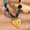 304 Stainless Steel Embossed Human Face Heart Pendant Scarf Necklaces for Women WGB9B2C-01-2
