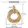 304 Stainless Steel & Rhinestone Pendants STAS-OY014-58G-2