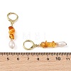 Natural Lavender Amethyst & Natural South Red Agate & Natural White Moonstone & Natural Amber & Natural Apatite Chip & Brass Hoop Earrings EJEW-JE07220-6