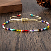 Adjustable Rainbow Glass Seed Beads Braided Bracelets for Women CA5956-3