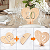 Heart Wooden Table Number 1-20 with Base DJEW-WH0033-61-4