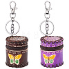 Olycraft 2Pcs 2 Colors Butterfly Pattern Leather Cylinder Wallets AJEW-OC0004-88-1