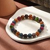 Natural Tourmaline Beaded Stretch Bracelets for Women Men BJEW-F483-03-2