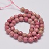 Faceted Natural Rhodonite Round Bead Strands G-M289-02-6mm-3