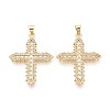 Religion Brass Micro Pave Clear Cubic Zirconia Pendants KK-T080-34G-1