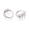 Brass Micro Pave Cubic Zirconia Leaf Hoop Earrings EJEW-T048-41B-P-2