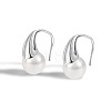 Teardrop Rhodium Plated 925 Sterling Silver Shell Pearl Dangle Earrings for Women EJEW-Q804-05P-1