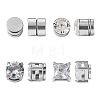  8Pcs 4 Style Clear Cubic Zirconia Flat Round Clip-on Earrings EJEW-TA0001-15-8