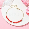 Natural Dyed Freshwater Shell Nuggets Beaded 304 Stainless Steel Cable Chain Anklets for Women AJEW-AN00827-01-1