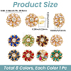 8Pcs 8 Colors Flower Brass & Glass Rhinestone Cufflinks FIND-CY0002-39-2