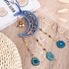 Natural Lapis Lazuli & Tiger Eye Chip Wire Wrapped Moon with Tree of Life Hanging Ornaments PW-WG27913-01-5