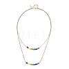 Dyed Natural Malaysia Jade Rondelle Chakra Pendant Duo Tone 304 Stainless Steel Cable Chain Double Layer Necklaces for Women NJEW-JN06649-3