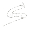 304 Stainless Steel Micro Pave Clear Star Pendant Long Tassel Y Necklaces for Women NJEW-C119-02P-4
