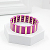 Baking Paint Alloy Rectangle Beaded Stretch Bracelets FS-WGFC15B-04-1