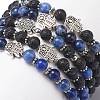 5Pcs 5 Style Natural Lava Rock & Sodalite Stretch Bracelets Set with Alloy Hamsa Hand Beaded BJEW-JB08737-6