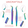 Unicraftale 4Pcs 2 Style 430 Stainless Steel Eyelash Tweezers Clips MRMJ-UN0001-011-5