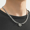 304 Stainless Steel Initial Pendant Cuban Link Chain Necklaces FS-WGB15F2-13-1