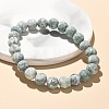 Natural Green Spot Jasper Bead Stretch Bracelets X-BJEW-K212-B-017-7