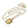 201 Stainless Steel Cable Chain Rectangle with Letter Pendant Necklaces NJEW-M070-01G-J-2